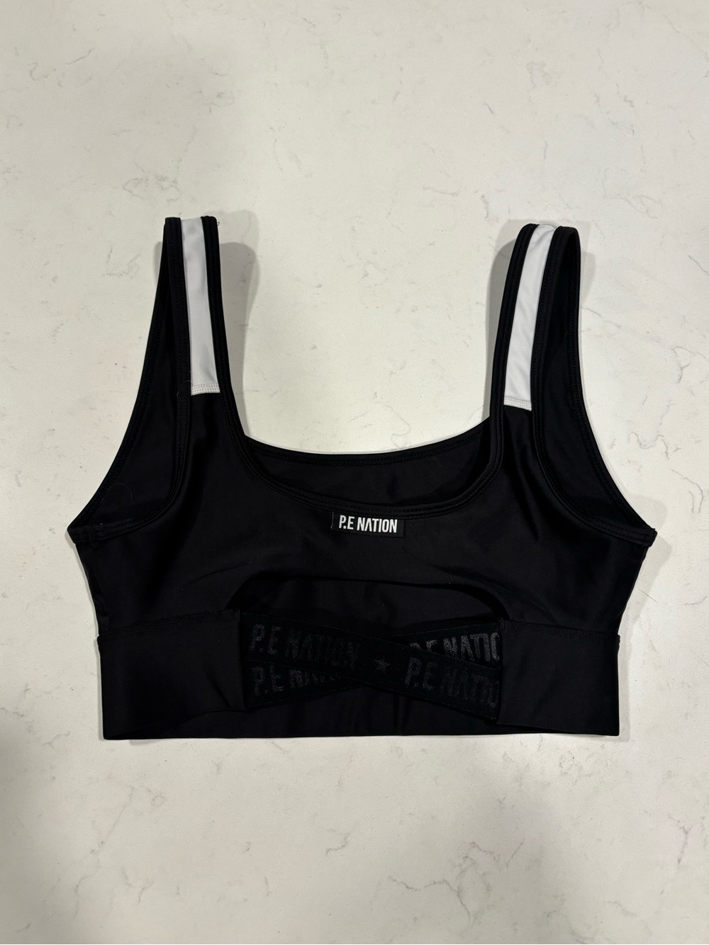 P.E Nation Black & White Racerback Sports Bra - Picture 3 of 6